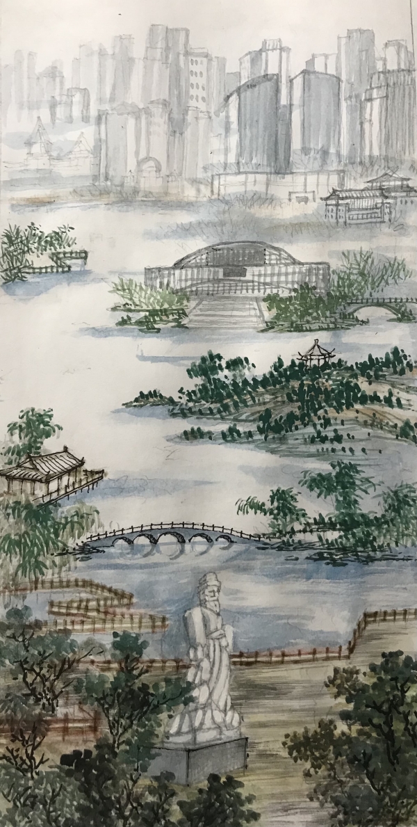 冼肇升《爱莲湖》中国画.jpg